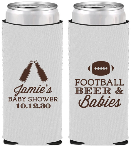 Custom Baby Shower Neoprene Slim Can Coolers - Football Beer Babies | 90147