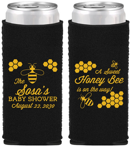 Custom Baby Shower Neoprene Slim Can Coolers - Honey Bee | 90154