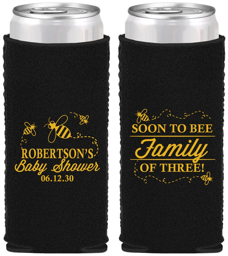 Custom Baby Shower Neoprene Slim Can Coolers - Bee Family | 90155