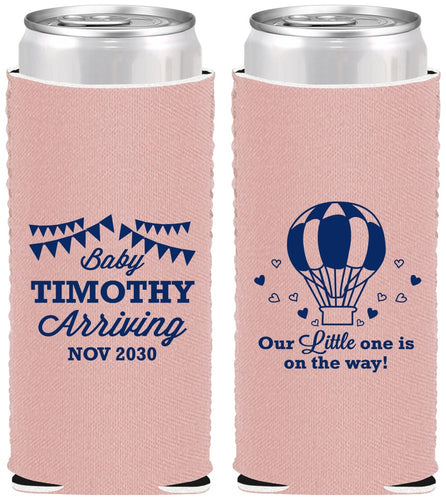 Custom Baby Shower Neoprene Slim Can Coolers - Hot Air Balloon | 90162