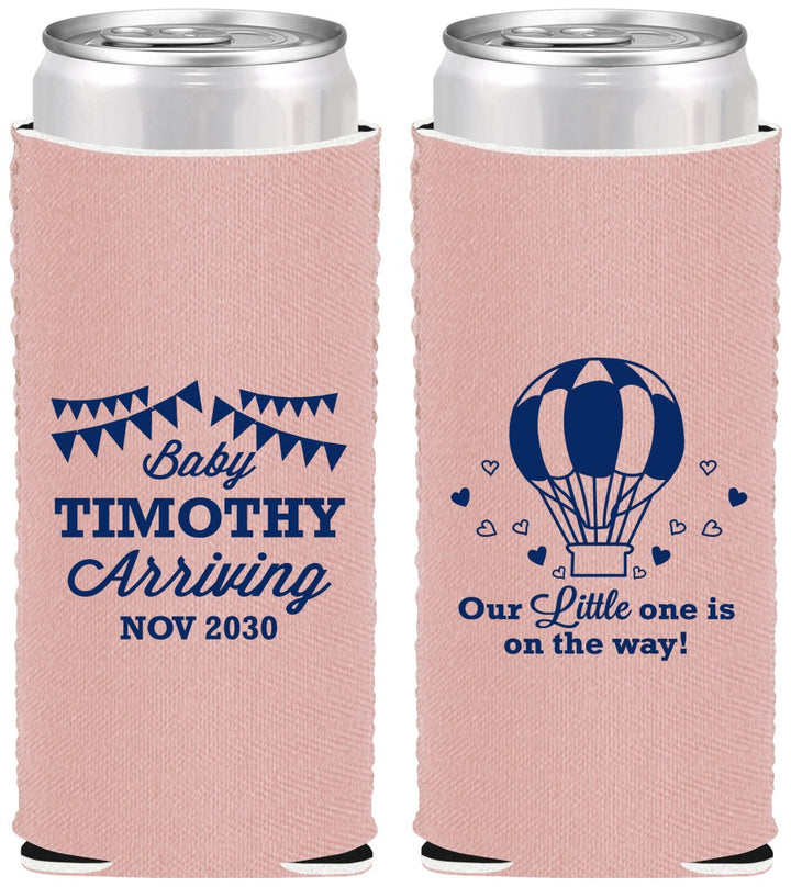 Custom Baby Shower Neoprene Slim Can Coolers - Hot Air Balloon | 90162