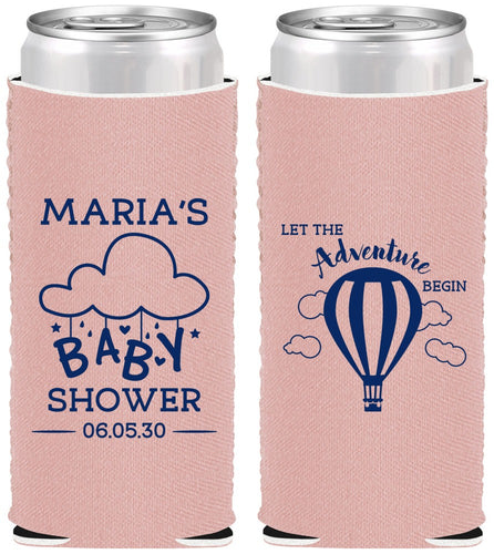 Custom Baby Shower Neoprene Slim Can Coolers - Hot Air Balloon | 90164