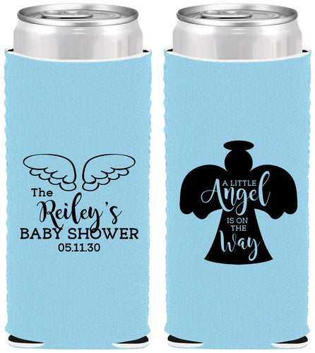 Custom Baby Shower Neoprene Slim Can Coolers - Angel On The Way | 90165