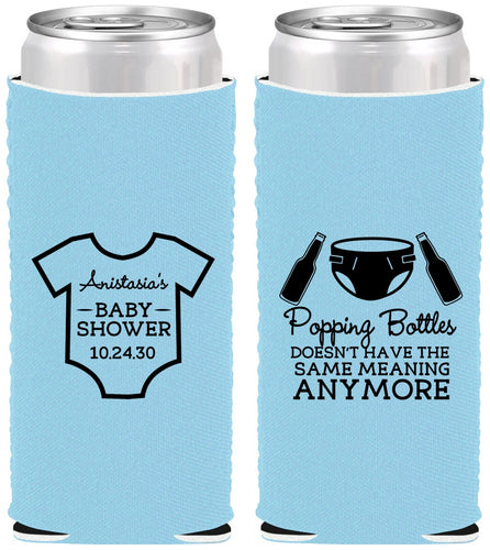 Custom Baby Shower Neoprene Slim Can Coolers - Popping Bottles | 90169