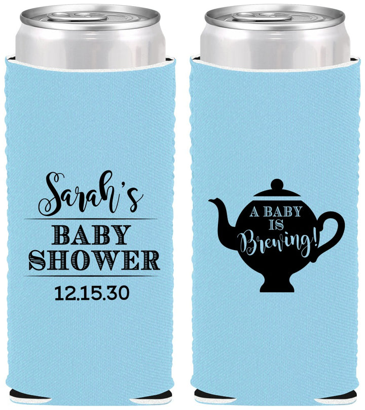 Custom Baby Shower Neoprene Slim Can Coolers - Baby Is Brewing | 90172