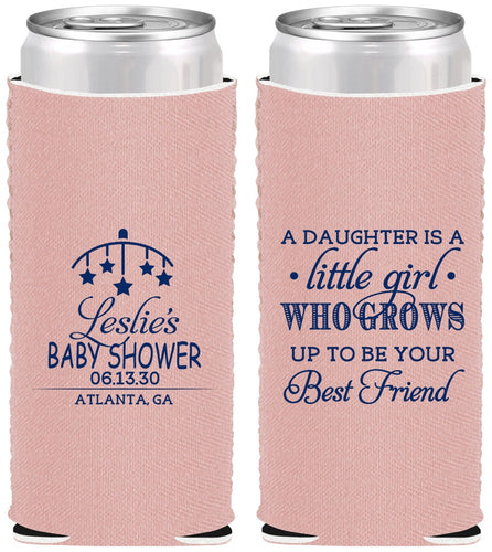 Custom Baby Shower Neoprene Slim Can Coolers - Little Girls Best Friend | 90173