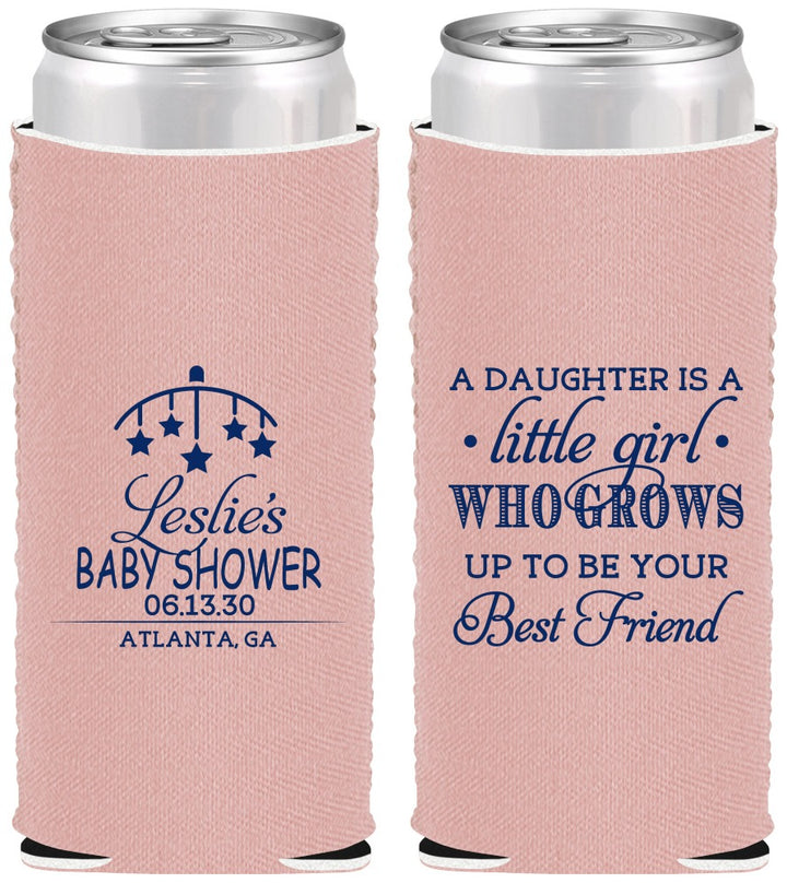 Custom Baby Shower Neoprene Slim Can Coolers - Little Girls Best Friend | 90173