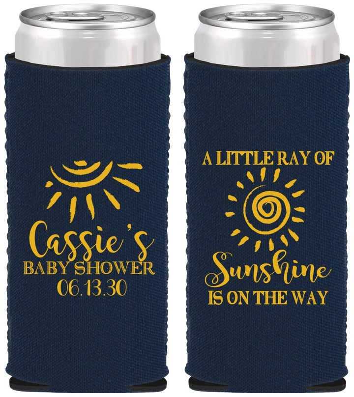Custom Baby Shower Neoprene Slim Can Coolers - Sunshine | 90179