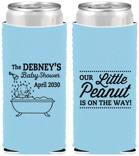 Custom Baby Shower Neoprene Slim Can Coolers - Little Peanut | 90180