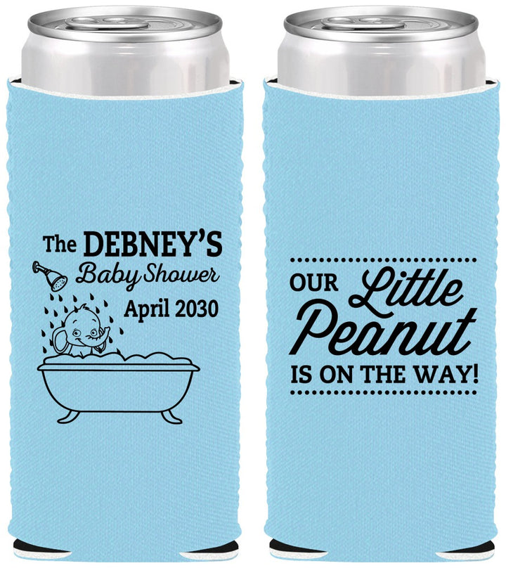 Custom Baby Shower Neoprene Slim Can Coolers - Little Peanut | 90180