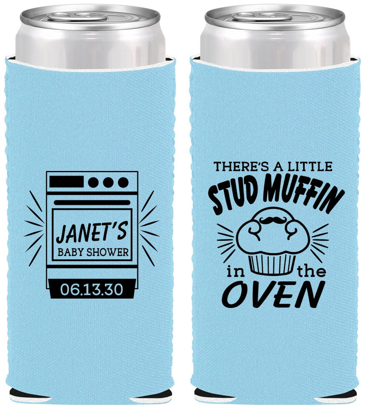Custom Baby Shower Neoprene Slim Can Coolers - Stud Muffin | 90182