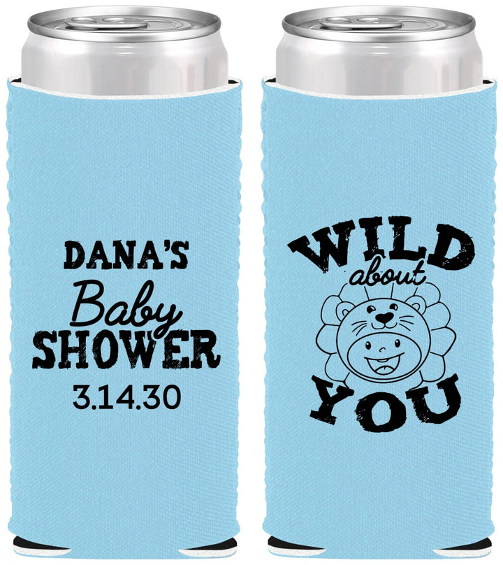 Custom Baby Shower Neoprene Slim Can Coolers - Lion Wild About You | 90186