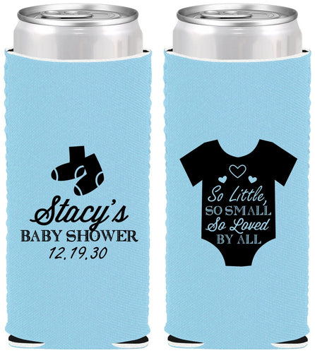 Custom Baby Shower Neoprene Slim Can Coolers - Loved By All | 90188